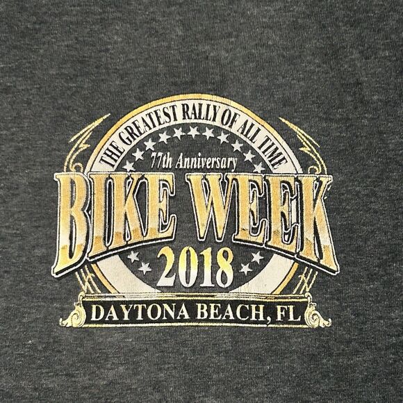 Daytona Beach Men’s Tee Shirt Large 2018 77th Annual Bike Week Fruit Of The Loom - Picture 2 of 16